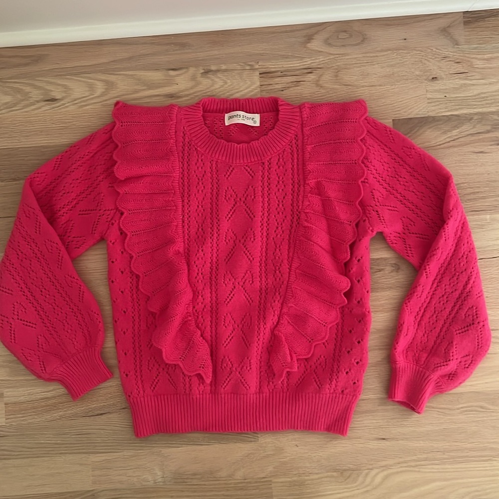 The pants store hot pink ruffle bow sweater small
